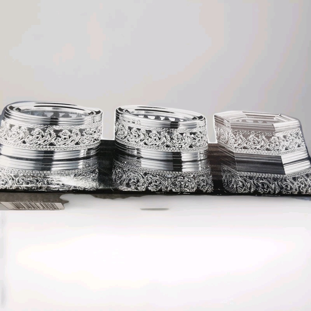 Studio Silversmiths Silver Plated Small Jewelry Boxes Set of 3 NEW